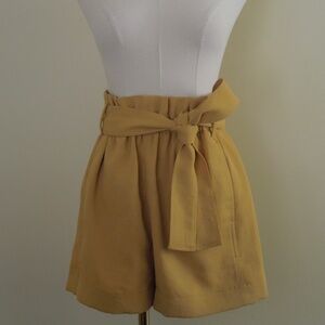 Wilfred Mustard Yellow Linen-Style Tie Shorts - Size 4